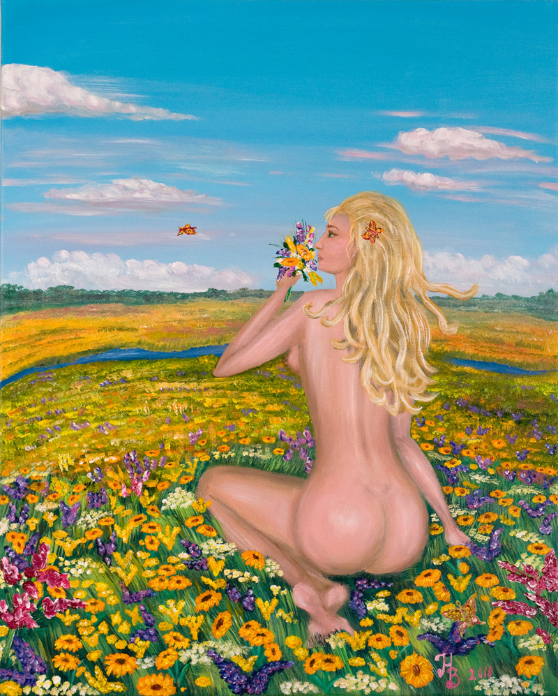 Auto portrait in flowers