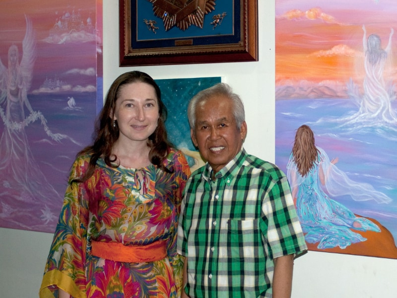 Natalya Bronzova with Alex Orbito at the Pyramid of Asia, Urdaneta, Pagansinan, Philippines
