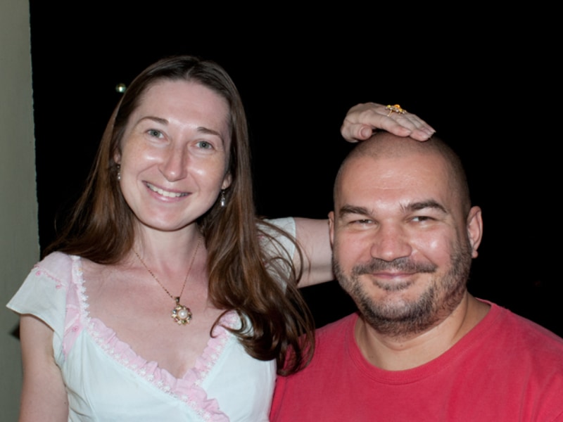 Natalya Bronzova with Alex Orbito at the Pyramid of Asia, Urdaneta, Pagansinan, Philippines