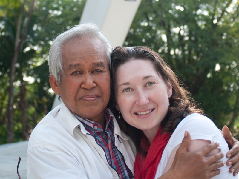 Natalya Bronzova with Alex Orbito at the Pyramid for Light, Alominos City, Pagansinan, Philippines