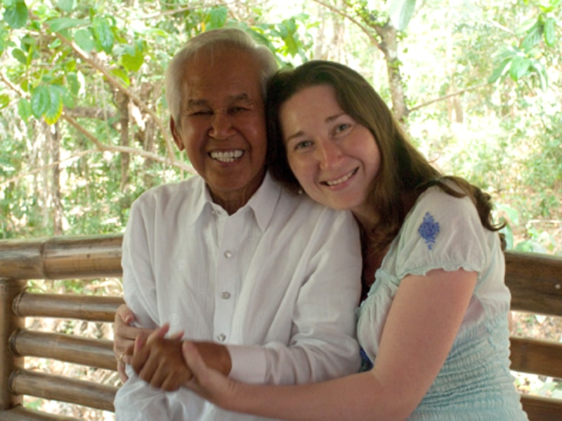 Natalya Bronzova with Alex Orbito at the Pyramid for Light, Alominos City, Pagansinan, Philippines