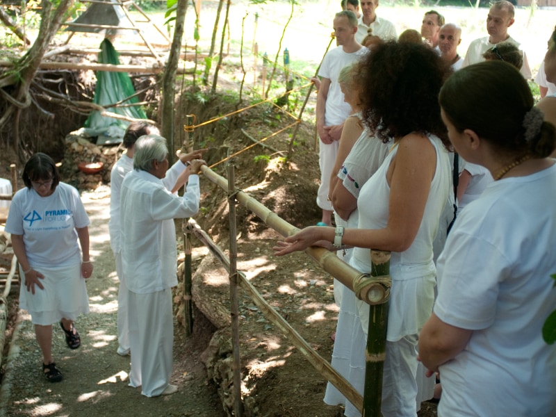Natalya Bronzova with Alex Orbito at the Pyramid for Light, Alominos City, Pagansinan, Philippines