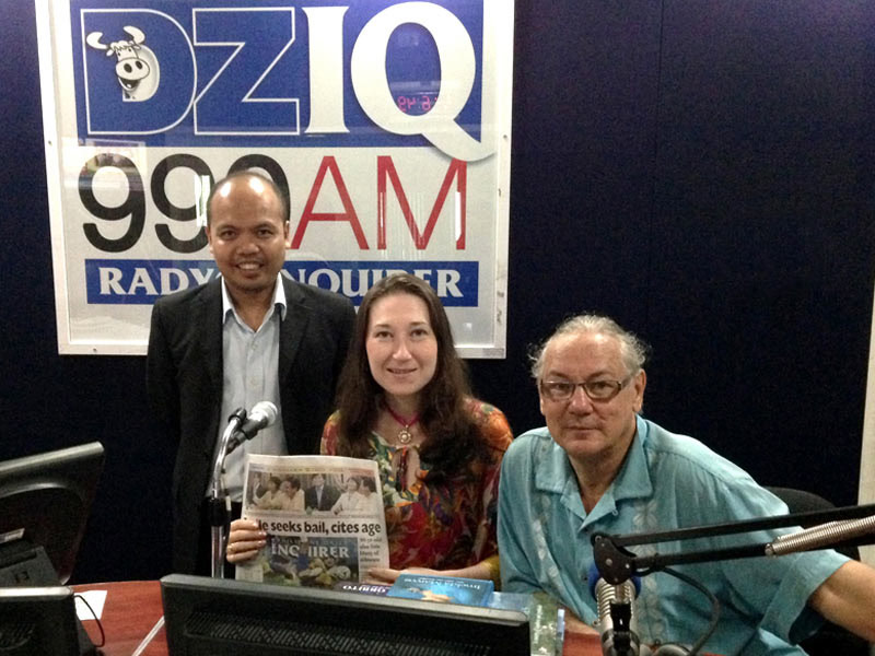 Natalya Bronzova and Andre Beriault with host Jerome Fabriquela on his morning show