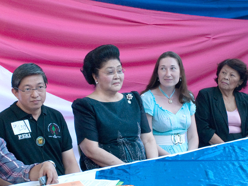 Natalya Bronzova during a press conference by Imelda Marcos