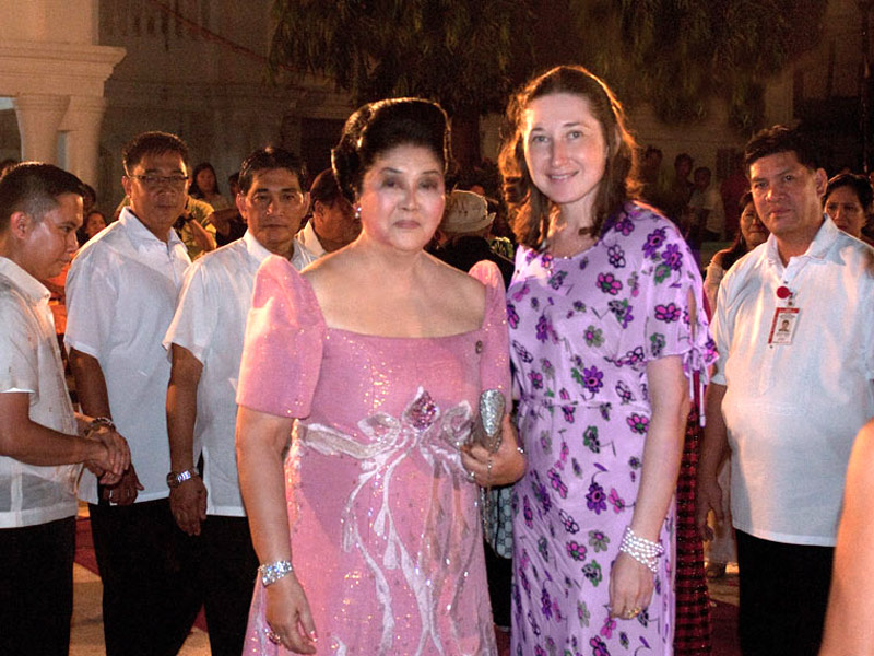 Congresswoman of Philippines Imelda Marcos, and Natalya Bronzova at a Balik Bayan fiesta Paoay city