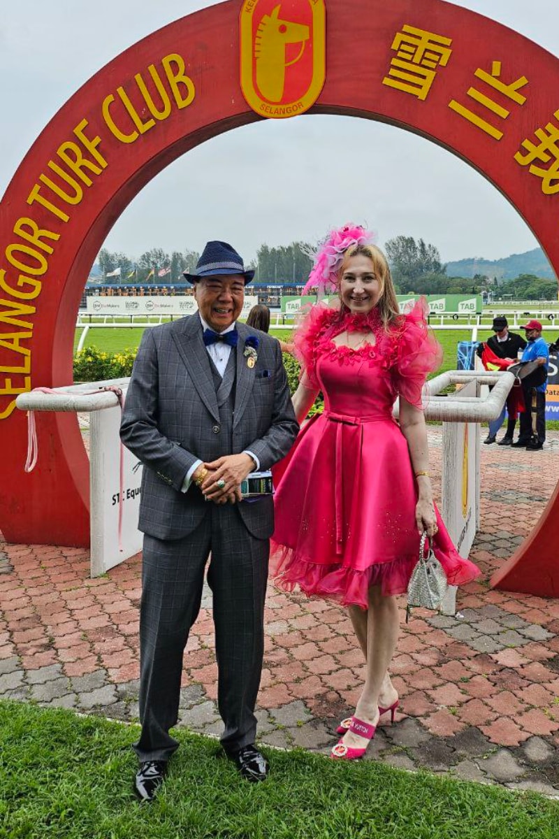 Natalya at Selangor  Turf Club with its Chairman Tan Sri Richard Cham, 2024