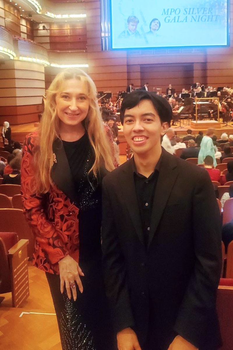 Natalya with Tengku Irfan, the genius pianist at MPO Silver Gala