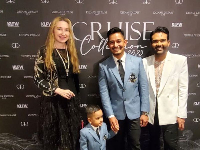 Natalya with fashion designers Rizman & Ruzaini, 2022