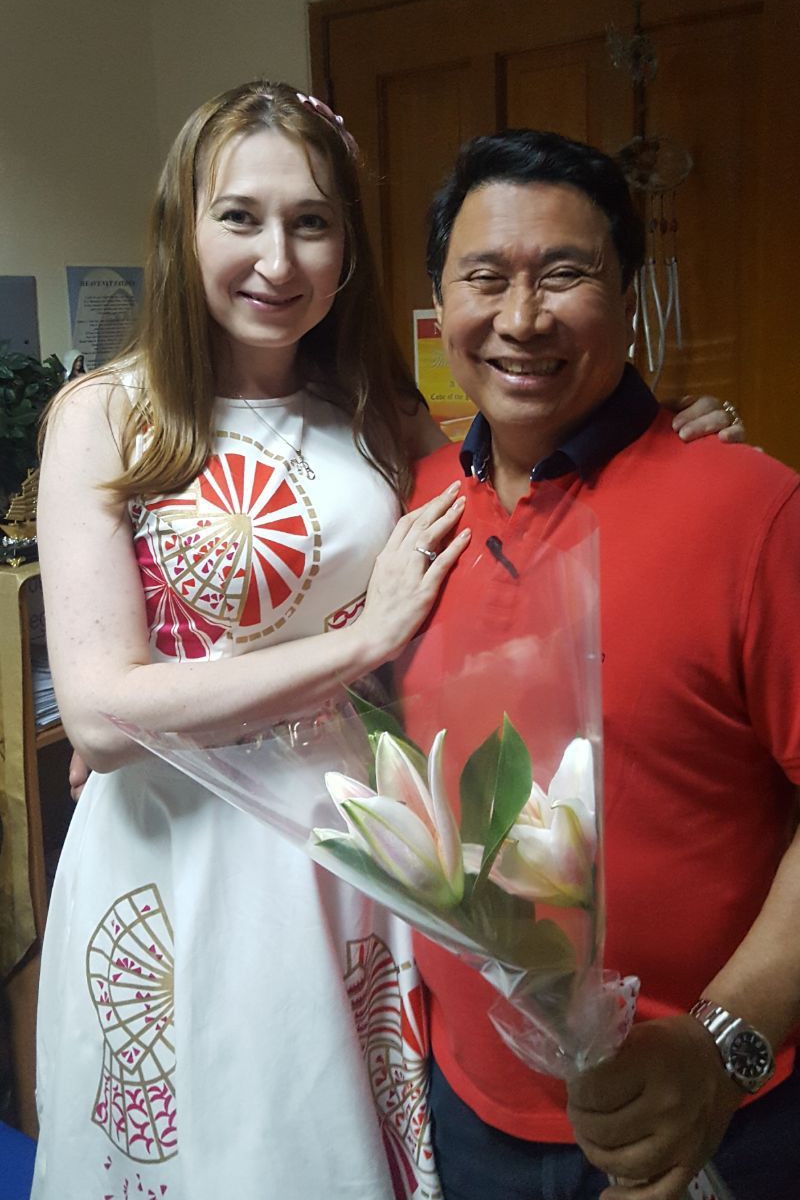 Natalya receiving greetings from Ramon Tulfo